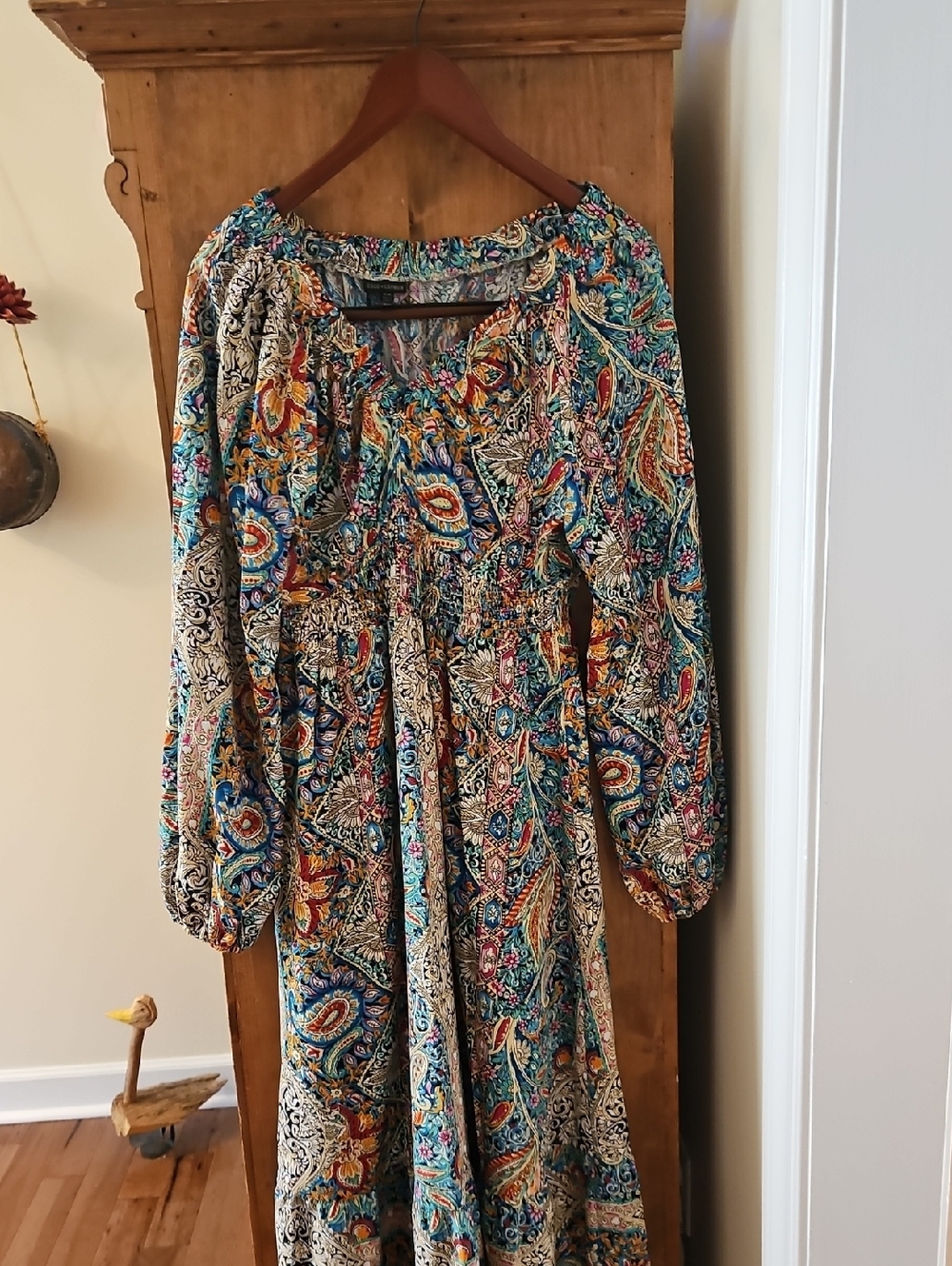 Coco +Carmen Boho Paisley Long Sleeve Maxi Dress in Multicolor